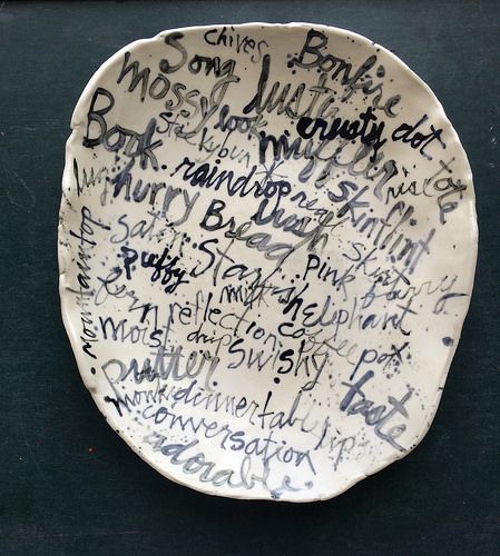 just words | Lari Washburn | Flickr Ceramic Platters, Rock Paper Scissors, Paper Scissors, Ceramics Pottery Art, Ceramics Ideas Pottery, Pottery Plates, Pottery Designs, Ceramic Dishes, Boston Ma