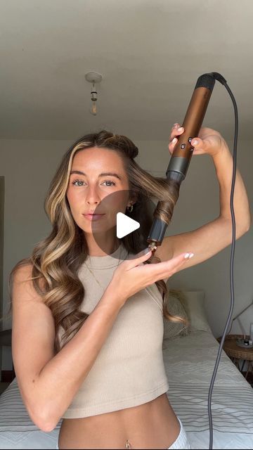 Holly Carr  〰️ Hair | Beauty | Lifestyle on Instagram: "Dyson airwrap tips ✨   Firstly - let’s just clear this up, this is one of my older reels, I do not look like this 11 weeks postpartum lol but the voice over is new.   Expanding on some of my tips - being realistic with your hair type; my hair is thick, coarse and wavy and it still doesn’t hold all day long. I love to use the airwrap knowing it’ll hold the soft bouncy movement and that’s what I expect from it. Some hair will hold the curls all day long and others won’t even get 2 hours. I think being realistic to what your hair can hold is key to avoiding disappointment. The airwrap is perfect for speed, low heat, healthier hair and a smooth glossy, bouncy finish.   Setting your hair; you can pin set or roller the curls for extra hold. Hair Setting Spray, Soft Curl Hairstyles, Curling Thick Hair, Beauty Works Hair Extensions, Different Types Of Curls, Long Hair Waves, Volume Curls, Dyson Airwrap, Wavy Curls