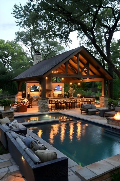 Outdoor Living With Pool, Landscaping Designs Layout, Backyard Landscaping Designs Layout, Living Pool, Dream Backyard Pool, Outdoor Living Space Design, Outdoor Kitchen Plans, Outdoor Patio Designs, House Backyard