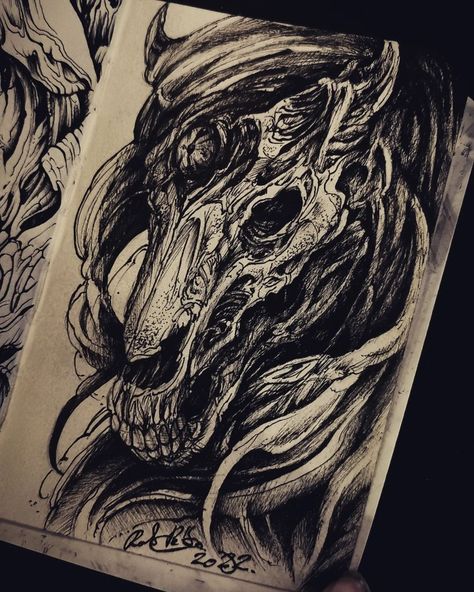 Creepy Horse Drawing, Zombie Horse Drawing, Dark Horse Drawing, Jourmangander Tattoo, Undead Horse Tattoo, Zombie Horse Tattoo, Demon Horse Tattoo, Angry Horse Drawing, Demon Horse Art