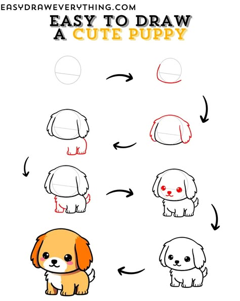 Cute puppy drawing How To Draw Chibi Animals, Dog Drawing Simple Step By Step, How To Draw A Puppy, Cute Puppy Drawing Easy, How To Draw Animals For Kids, How To Draw A Dog Easy, Cute Puppy Sketch, Cute Puppy Drawing, Puppy Drawing Easy