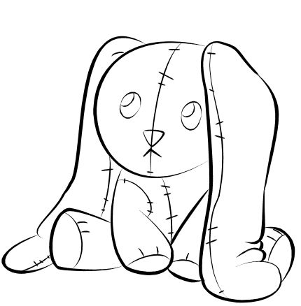 Stuffed Bunny Lineart by ToothNone on DeviantArt Stuffed Bunny Drawing, Bunny Stuffed Animal Drawing, Stuffed Animal Drawing, Tattoo Drawing Ideas, Teddy Drawing, Creepy Stuffed Animals, Abstract Tattoo Ideas, Bunny Sketches, Gothic Drawings