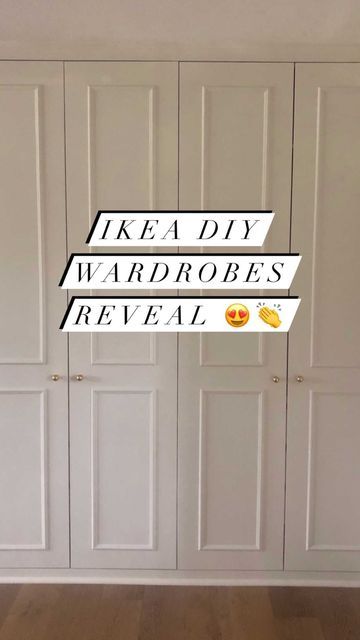 Olivia • LivvyLand on Instagram: "Now THAT’S a before and after!🤯😍When we took out our closet to create a larger primary bathroom, Blake had the brilliant idea of built-in wardrobes along the back wall of our bedroom. He is our handyman extraordinaire and totally rocked this project! Custom wardrobes cost a LOT! Which is why we love the DIY IKEA version. It may have taken us a while (started this one in August…kiddos and work and life!) but it was SO WORTH IT.😍Dreamiest room ever…our own litt Built In Wardrobe Paint Ideas, Diy Panel Wardrobe Doors, Wardrobe With Moulding Design, Ikea Wardrobe Doors Makeover, Tv In Primary Bedroom, Primary Bedroom Built In Wardrobe, Custom Wardrobe Built Ins, Diy Wall Wardrobe, Painted Built In Wardrobes