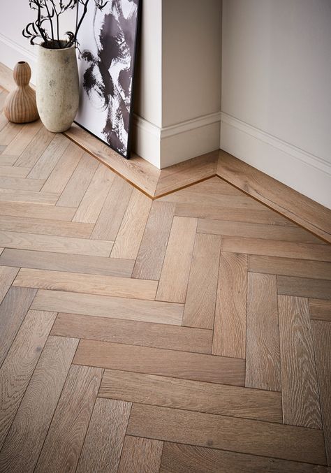 Noma Smoked Oak Parquet | Atkinson & Kirby Scandinavian Flooring, Scandinavian Look, Wood Floor Design, Herringbone Wood Floor, Herringbone Wood, Flooring Inspiration, Herringbone Floor, Living Room Scandinavian, Scandinavian Kitchen