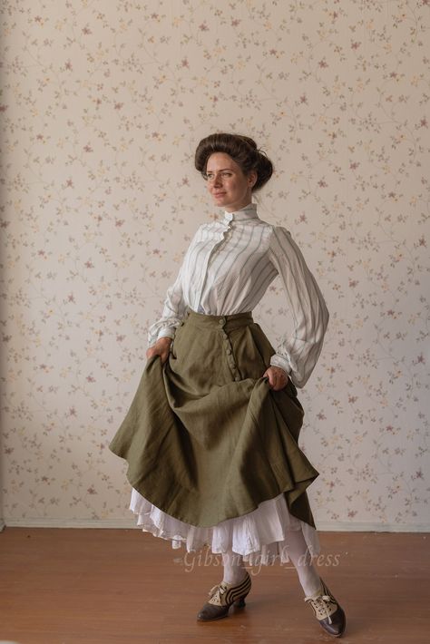 Early 1900s Fashion, 1900s Fashion, Edwardian Dress, Gibson Girl, Linen Skirt, Edwardian Fashion, Petticoat, Character Outfits, Womens Skirt