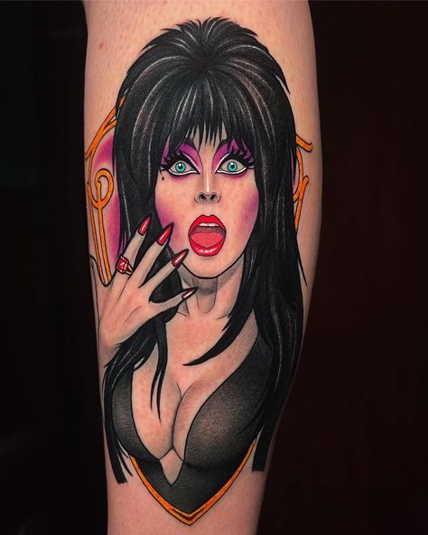 Elvira, Mistress Of The Dark (@therealelvira) • Instagram photos and videos Elvira Tattoo Ideas, Elvira Portrait, Elvira Tattoo, Halloween Inktober, Inktober Ideas, Witchy Tattoos, Goth Tattoo, Movie Tattoo, Circle Tattoo