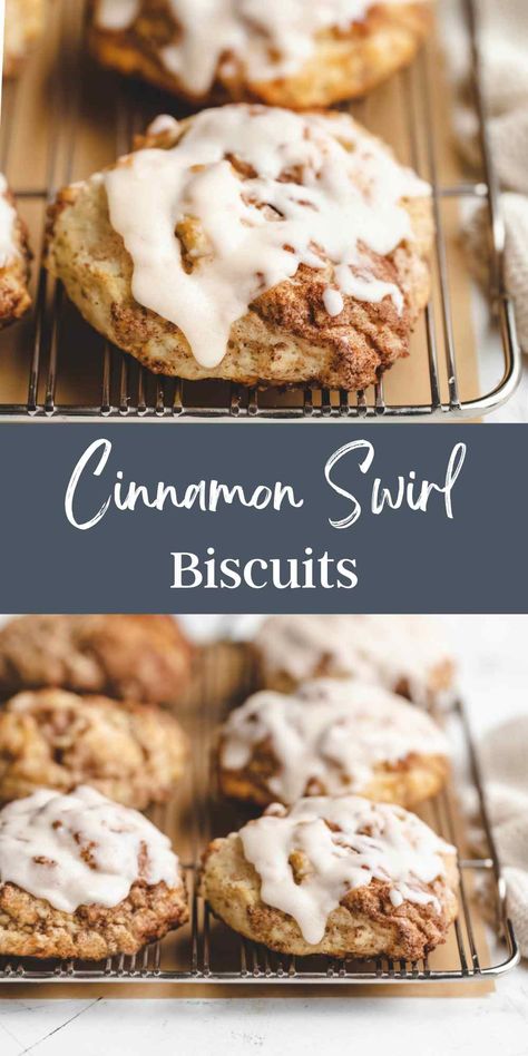 Cinnamon swirl biscuits are easy, buttermilk drop biscuits that have a sweet cinnamon sugar swirl throughout. These quick biscuits are topped with a homemade glaze. They taste like biscuit cinnamon rolls but are so much quicker and easier to make! Breakfast Drop Biscuits, Cinnamon Buiscits, Easy Sweet Biscuit Recipe, Cinnamon Drop Biscuits, Cinnamon Swirl Scones, Cinnamon Roll Scones Recipe, Sweet Breakfast Biscuits, Cinnamon Biscuits Homemade, Cinnamon Biscuits Easy