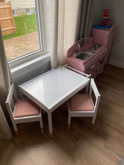 Ikea Latt Table Hack, Montessori Ikea Kitchen, Ikea Toddler Table, Ikea Kids Table And Chairs, Latt Hack, Ikea Latt Table, Ikea Kids Table, Toddler Vanity, Ikea Latt