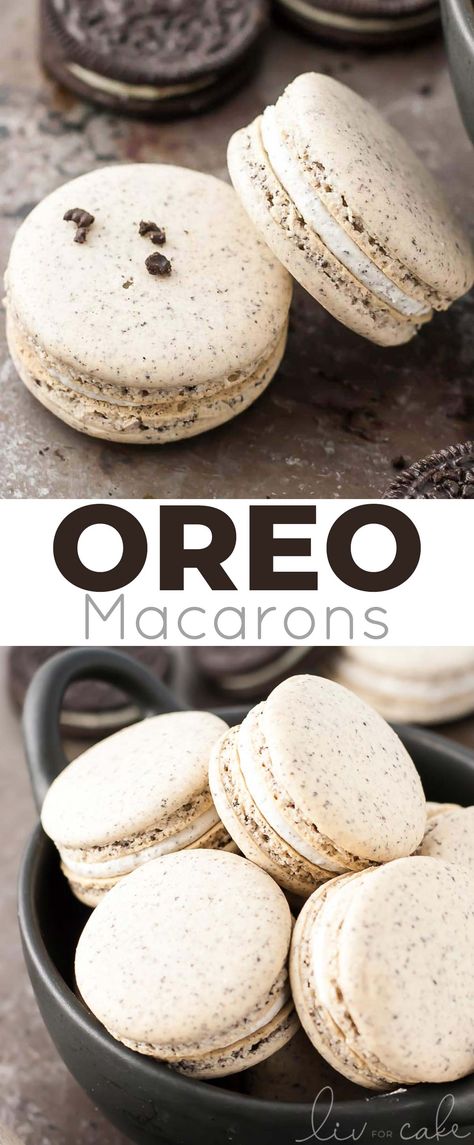 Oreo Macarons! Turn your favorite store-bought classics into something more decadent with these delicate Oreo macarons. | livforcake.com Oreo Macarons, Oreo Macaron, Kue Macaroon, Dessert Oreo, Baking 101, Macaron Cookies, Torte Cupcake, Oreo Recipes, Macaroon Recipes