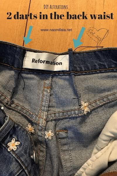 Jeans Alterations Waist, How To Dart Pants, How To Put A Dart In Jeans, Take In The Waist Of Jeans, Sewing Darts In Pants, Taking In The Waist Of Jeans, Tightening Jeans Waistband, How To Take Up Jeans In The Waist, Sew Jeans To Fit Waist