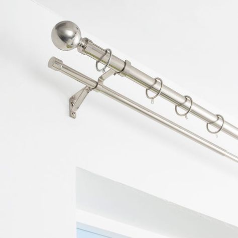 Supplied with all fixtures and fittings, this stylish metal extendable metal pole is available in a choice of finishes and is for suitable for hanging medium to heavyweight curtains. The extendable telescopic design allows for easy fitting to a range of window sizes without the need to cut it down.The quantity of rings supplied is based on the industry standard of 1 ring per every 10cm. Please note: All curtain poles in lengths of 70cm and above come in two lengths with a joiner and three brackets.Please note: the pole length stated does not include the finials. Please allow up to an additional 6cm to the pole length to accommodate the finials.**Disclaimer:** This pole can be cut to size and the finials can be removed. Metal Curtain Pole, Curtain Pole, Metal Pole, Window Sizes, Curtain Poles, Cut It, Finials, Double Layer, Cleaning Wipes