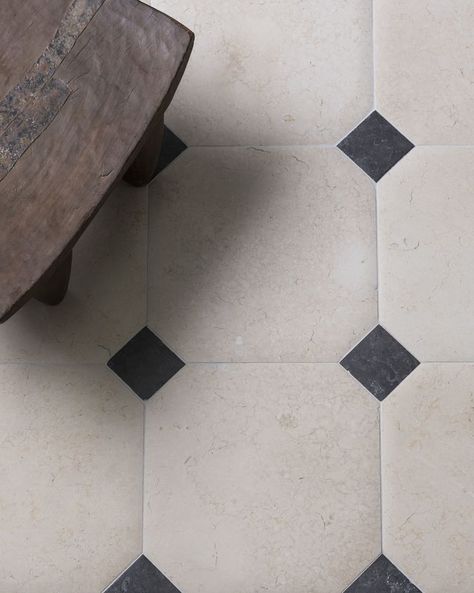 Octogon Tiles Floor, Octagon Tile Bathroom, Octagon Tile, French Tile, Entryway Tile, Powder Bathroom, Mandarin Stone, Tiled Hallway, Georgian House