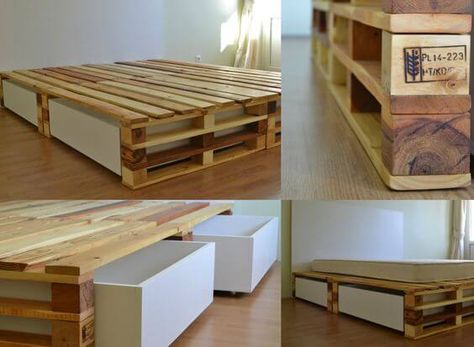 Platform Bed Diy, Bedframe Diy, Diy Pallet Bed, Diy Platform Bed, Pallet Beds, Pallet Bed, Diy Bed Frame, Bed With Storage, Pallet Ideas