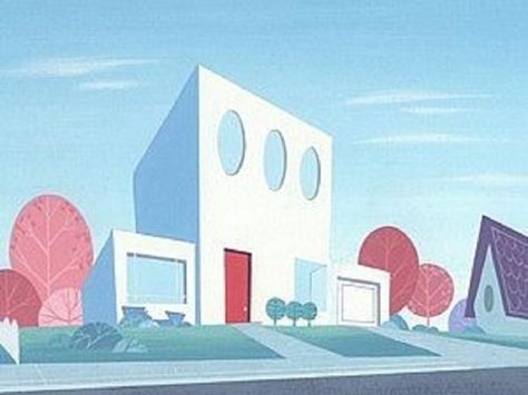 The House - Powerpuff Girls Wiki Home Minecraft, Powerpuff Girls Movie, Professor Utonium, Layered Architecture, Googie Architecture, Concept Art Tutorial, Cartoon House, Minecraft Map, Girl Background