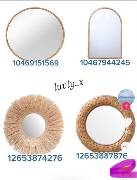 Bloxburg Wood Planks Code, Bloxburg Costal Codes Pictures, Beach Pictures Bloxburg Codes, Circle Mirror Bloxburg Code, Bloxburg Costal Pillow Decals, Coastal Mirror Codes Bloxburg, Bloxburg Gold Mirror Decal, Bloxburg Coastal Kitchen Decals, Bloxburg Coastal Wall Decals