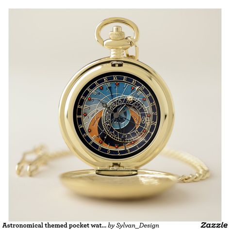 Sextant Tattoo, Prague Astronomical Clock, Clock Necklace, Astronomical Clock, Gold Pocket Watch, Skeleton Watches, Fotografi Vintage, Magical Jewelry, Make A Gift