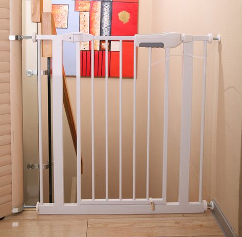 Kids safety gate for doors and stair Stairs Door, Safety Door, Kids Safety, Baby Safety Gate, Safety Gate, Baby Safety, Child Safety, Trash Can, Gate