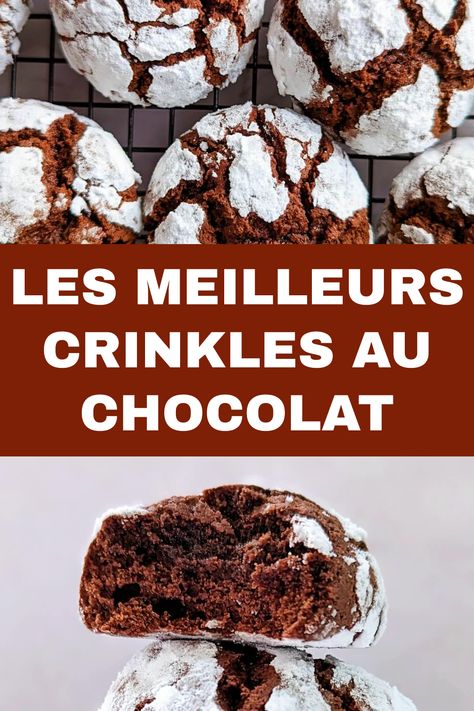 Les crinkles au chocolat ont un cœur riche et fondant en chocolat avec un extérieur croustillant de sucre en poudre. Servez ces biscuits de Noël pour les fêtes de fin d’année, et n’oubliez pas de donner une petite assiette remplie de biscuits pour le Père Noël! Biscuits Noel, Seasonal Recipes, Christmas Cookies, Macarons, Christmas Party, Fondant, Biscuits, Caramel, Muffins