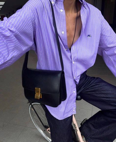 Purple Shirt Outfit Women, Purple Shirt Outfit, Purple Shirt Outfits, Sporty Girls, Sporty Chic, Looks Style, Mode Inspiration, Looks Vintage, Work Fashion