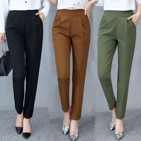 Product Description * Item:Women High Waist Cigarette Pants Office Work Casual Tapered Long Slim Trousers * Condition: 100% Brand New * Color: Black, Caramel, Green * Size:Asian M-3XL * Package:1pc Pants(without any accessories ）    Please note: 1.Please allow a little error due to manual measurement. 2.The color maybe a little difference because of the light,screen reflection etc. 3.If you are not sure what size to choose, you can tell us your height and weight, we will recommend the right size Seluar Wanita, Seluar Slack, Baju Kahwin, Looks Kate Middleton, Harem Jeans, Office Pants, Trousers Casual, Work Trousers, Elegante Casual