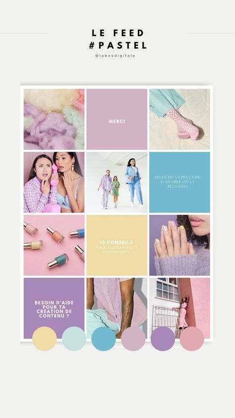 Inspiration Feed Instagram PASTEL ✨ Pastel Theme Instagram Feed, Pastel Instagram Feed Ideas, Pastel Color Instagram Feed, Colourful Instagram Grid, Colour Palette For Instagram Feed, Pastel Color Branding, Insta Feed Ideas For Business, Pastel Ig Feed, Instagram Feed Palette