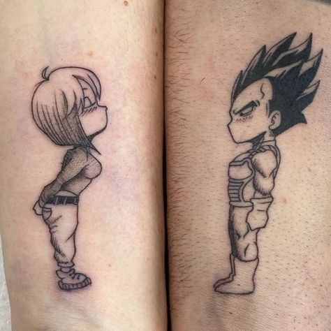 Dbz Tattoo, Z Tattoo, Vegeta And Bulma, Dragon Ball Tattoo, Flash Tattoo Designs, Matching Couple Tattoos, Matching Tattoo, Sister Tattoos, Anime Tattoos