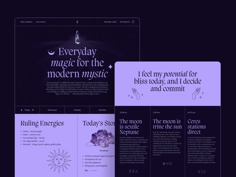 Fantasy Website, Magic Website, Tarot App, Developer Website, Website Home Page, Logo Suite, Celestial Magic, Spell Cast, Website Design Ideas