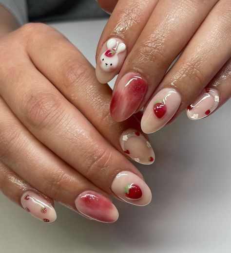 Fall Gel Nails, Korean Nails, Cute Nail Art Designs, Grunge Nails, Pretty Gel Nails, Red Nail Designs, Nails Only, Cute Nail Art, Heart Nails