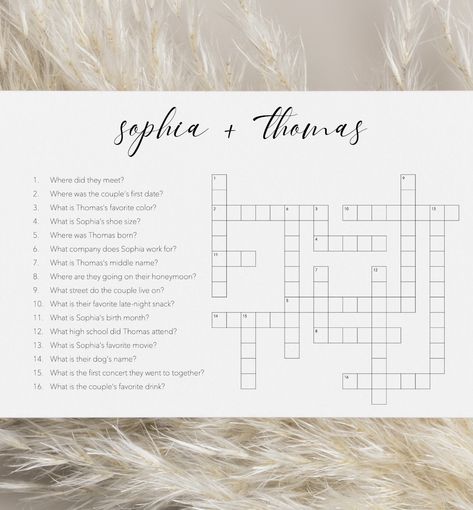 Wedding Crossword Puzzle Questions, Wedding Crossword Puzzle, After Party Wedding, Casual Wedding Party, Small Beach Weddings, Wedding Games For Guests, Dream Wedding Decorations, Welcome Bag, Outdoor Fall Wedding