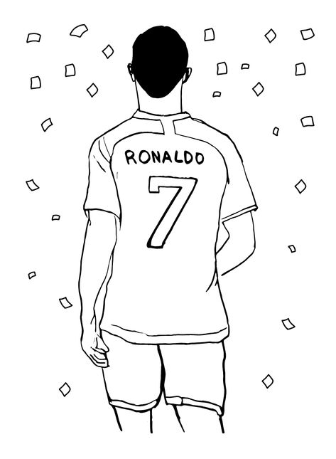 Ronaldo Cristiano Drawing Easy, Ronaldo Cristiano Drawing, Ronaldo Art Drawing, Real Madrid Drawing, Ronaldo Coloring Page, Ronaldo Drawing Easy, Ronaldo Drawing, Ronaldo Football Player, Football Player Drawing