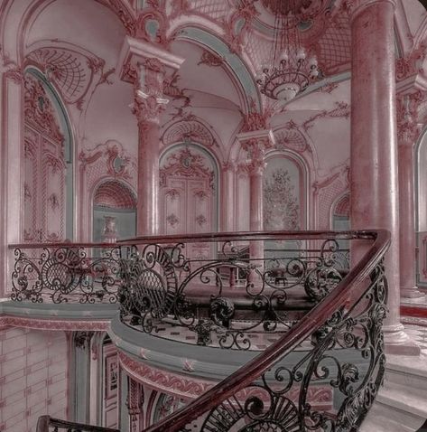 Rococo Aesthetic, Pink Castle, Pink Palace, Fantasy Rooms, Castle Aesthetic, Royal Aesthetic, Baroque Architecture, Pastel Pink Aesthetic, Aesthetic Colors