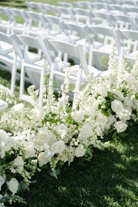 Wedding Ceremony Aisle Flowers, Terrace Wedding Ceremony, Snapdragon Wedding, Floral Wedding Aisle, Floral Hedge, Ceremony Aisle Flowers, White Hydrangea Wedding, Wedding Ceremony Aisle, Dragon Wedding