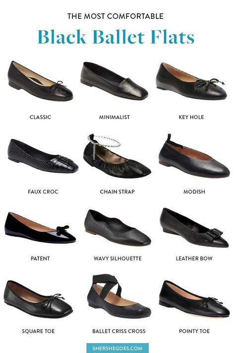 Black Ballerinas Outfit, Ballerina Flats Outfit Aesthetic, Flat Ballet Shoes Outfits, Gotik Girl, Comfortable Black Ballet Flats, Black Shoes Aesthetic, Ballet Flats Aesthetic, Shoe Staples, Black Ballet Flats Outfit