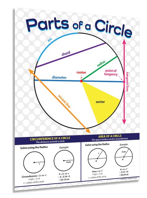 PRICES MAY VARY. EDUCATIONAL REFERENCE CHART: This handy poster has an image of a circle with all the parts labeled (arc, chord, diameter, radius, point of tangency, sector, secant line, center, and tangent line). It also shows the formulas and examples on how to find the circumference of a circle and how to find the area of a circle. A MUST HAVE: Our educational math anchor chart is a must have for any middle or high school algebra or geometry class. It's a great resource for homeschooling too. High School Math Classroom Posters, Classroom Posters High School, Plane Math, Grade Goals, Classroom Posters Elementary, Math Terms, Circumference Of A Circle, Geometric Formulas, Math Anchor Chart