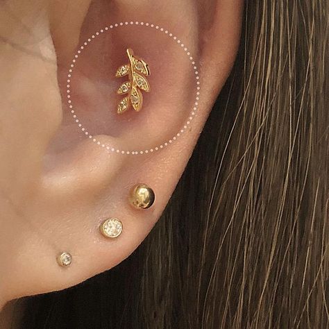 Pave Leaf Cartilage Earring Conch stud Helix stud Cartilage | Etsy Inner Conch Piercing Studs, Front Helix Piercing, Conch Piercing Stud, Inner Conch Piercing, Ear Piercings Conch, Conch Stud, Conch Jewelry, Flat Back Earrings, Conch Piercing