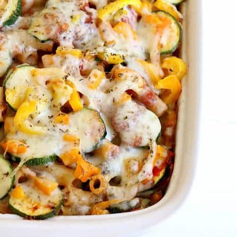 Italian Zucchini Baked Ziti | Created by Diane Baked Ziti With Zucchini, Zucchini Ziti, Baked Ziti With Zucchini And Squash, Zucchini Baked Ziti, Low Calorie Baked Ziti, Zucchini Squash Bake, Wyse Guide Baked Zucchini Crust Pizza, Baked Pasta Dishes, Baked Ziti Recipe