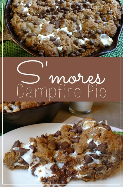 Smores Cast Iron Skillet, S’mores In Cast Iron Skillet, Cast Iron Desserts On The Grill, S’mores Cobbler, Smores Skillet Dessert, S’mores Oatmeal, Fun Campfire Desserts, Walking Smores, Smore Pie