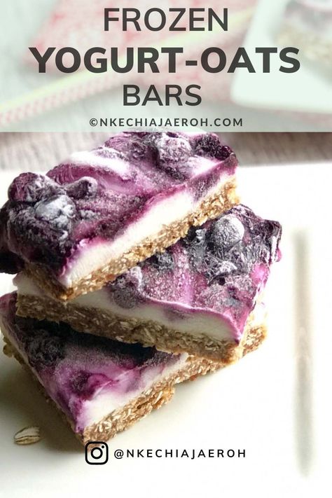 Healthy Frozen Yogurt, Frozen Yogurt Bar, Yogurt Bark, Yogurt Bites, Yogurt Bar, Healthy Yogurt, Oat Bars, Summer Snacks, Yogurt Recipes