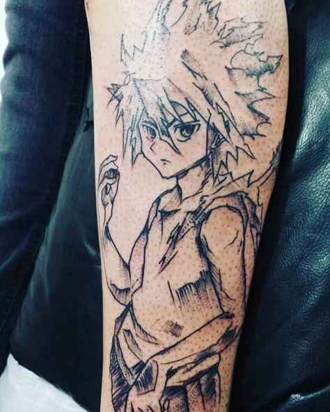 Killua Godspeed Tattoo, Hunter Tattoo Design, Hunter X Hunter Tattoo Design, Hunterxhunter Tattoo, Killua Godspeed, Killua Tattoo, Hunter X Hunter Tattoo, Godspeed Tattoo, Hunter Tattoo