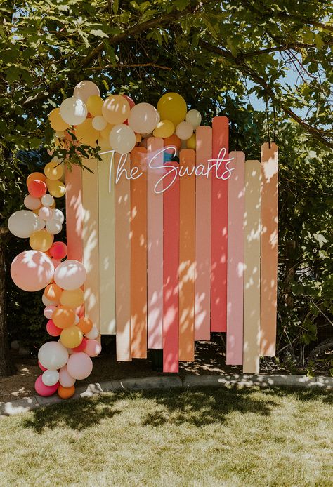 Grad Party Decorations, Grad Parties, Diy Party Decorations, Photo Backdrop, Backdrops For Parties, Balloon Decorations, Orange Pink, Event Decor, Birthday Party Decorations