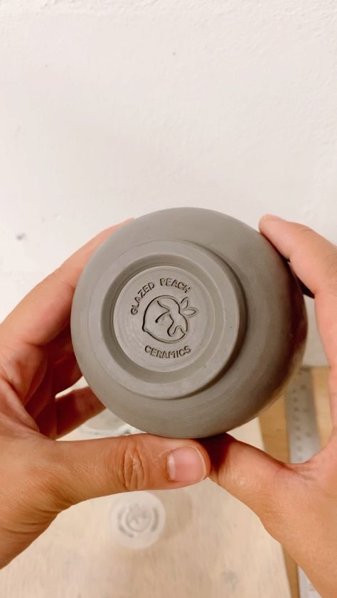 glazedpeach.ceramics on Instagram: I get a lot of questions about how I get such a good impression with my makers mark. Here’s how! First off, my stamp is from @yellowbess.… Clay Makers Mark, Pottery Makers Mark Stamp, Ceramic Cafe, Pottery Makers, Clay Ceramics, Make Your Mark, Makers Mark, Glaze, Cafe