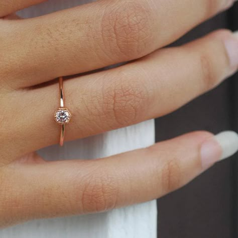 Morganite ring, solid 14k gold. Promise Ring, Moissanite Engagement Ring White Gold, Gold Ring Designs, Morganite Engagement, Zierlicher Ring, Morganite Engagement Ring, Morganite Ring, Rose Engagement Ring, Sapphire Engagement