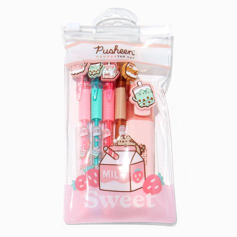 Pusheen© Pen and Highlighter Set - 5 Pack Pusheen Cute, Hello Kitty Videos, Highlighter Set, Stationary Supplies, Lip Balm Set, Stationary School, Cute Pens, Cute School Supplies, Fashionable Jewelry