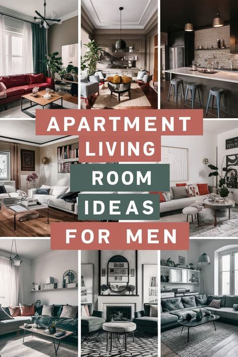 Apartment Living Room Ideas for Men take the bachelor pad to a sophisticated yet laidback level with these male-approved decorating tips. Find inspiration for creating a stylish, welcoming space that balances comfort and cool. These designs merge masculine vibes with practical solutions for entertainment, storage, and hosting friends. Upgrade your living room game from the dorm days to an elevated, grown-up hangout with Apartment Living Room Ideas for Men. Guy Decor Apartments, Small Apartment Decorating For Men, Decorating A Guys Apartment, Guys Studio Apartment Ideas, Man Decor Living Room, Modern Man Cave Ideas Interior Design, Masculine Small Living Room, Decor For Mens House, Men’s Home Decor Living Room