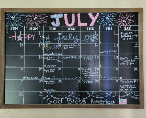 American heritage/Fourth of July Chalkboard art. July Dry Erase Board Ideas, July Dry Erase Calendar Ideas, June Chalkboard Calendar Ideas, July Whiteboard Calendar Ideas, July Calendar 2024 Aesthetic Whiteboard, July Chalkboard Art, May Chalkboard Calendar, July Calendar Ideas, July Whiteboard Calendar