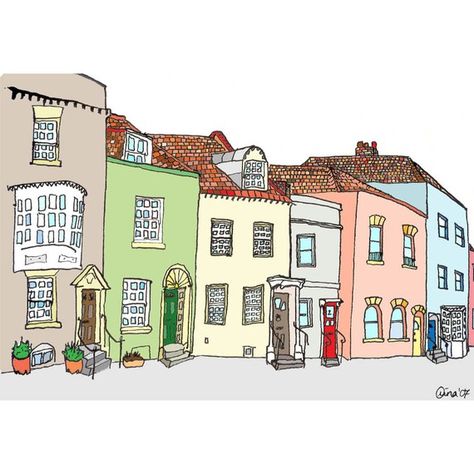 A+Row+of+Colourful+Houses++6+x+8+by+artquirk+on+Etsy,+$18.00 Houses Drawing, Building Clipart, House Beautiful Living Rooms, Houses Illustration, Colourful Drawing, Row Of Houses, Cartoon Building, Colorful Houses, Architecture Model Making