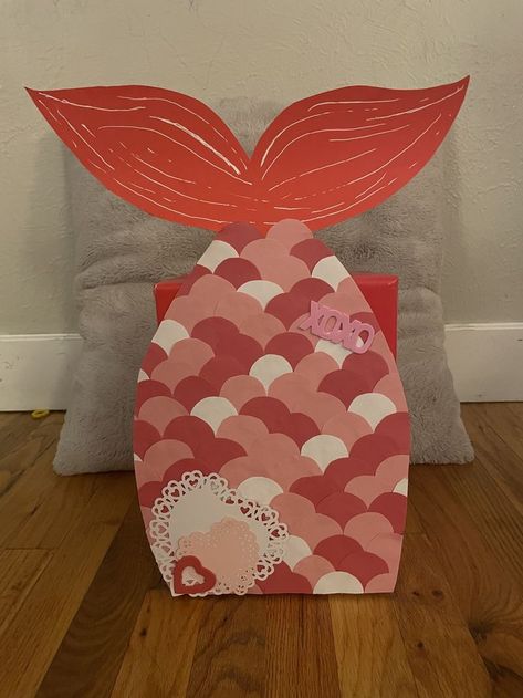 Mermaid Valentine, Diy Valentines Box, Kids Valentine Boxes, Valentine Card Box, Valentines Box, Valentine Gifts For Kids, Valentine Day Boxes, Valentine Box, Diy Box