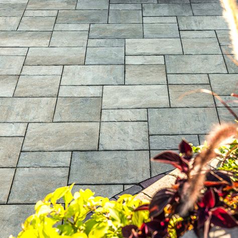 Unilock-Beacon-Hill-Flagstone-Pavers-Pic-2 Unilock Patio Ideas, Unilock Beacon Hill Flagstone, Unilock Pavers, Flagstone Pavers, Landscape Pavers, Fireplace Stone, Mantel Surround, Fireplace Cover, Stone Patio