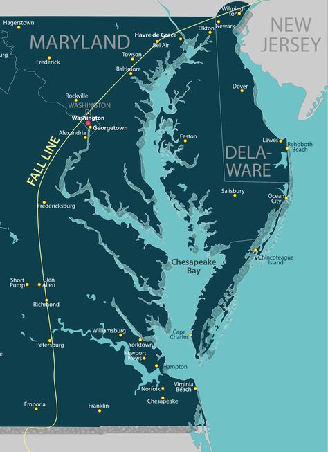 Following the Fall Line | Chesapeake Bay Magazine Havre De Grace Maryland, Norfolk Beach, Hampton Virginia, Delmarva Peninsula, Glaciers Melting, Cape Charles, Beach Ware, New Hampton, Coastal Plain