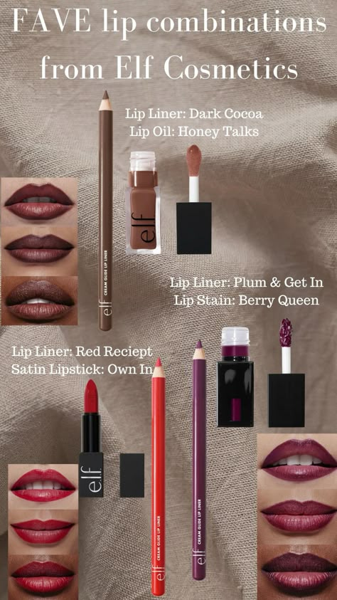 Fall Makeup Brown Eyes, Brown Lipstick Makeup, Elf Lipstick, Lipstick Aesthetic, Fall Lipstick, Lipstick For Dark Skin, Rhinestone Makeup, Makeup Order, Inspo Makeup